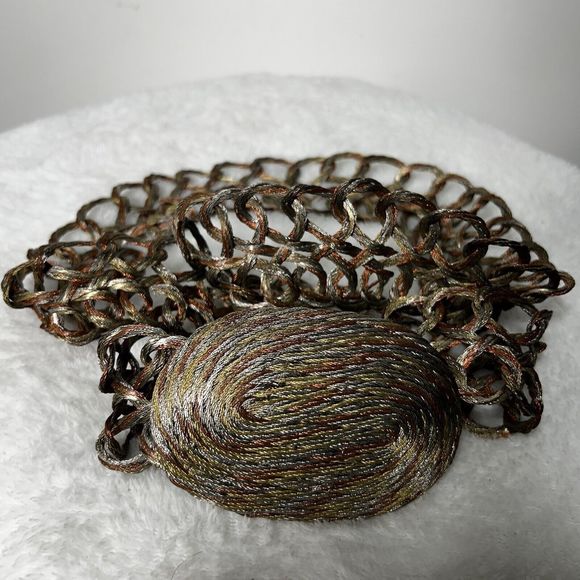 Vintage Womens Tricolor Infinity Chain Loop Metal Woven Belt Sz. 42 main image 8